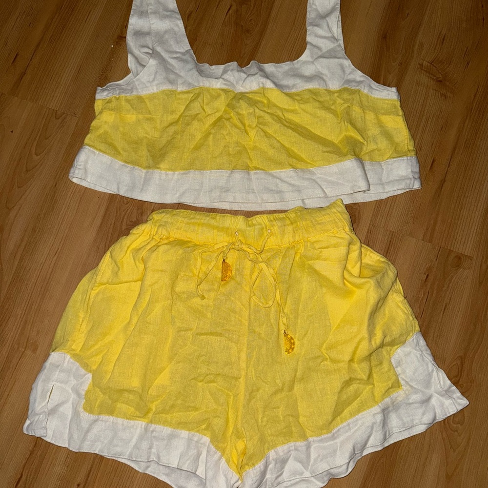 Yellow and White Two-Piece Set